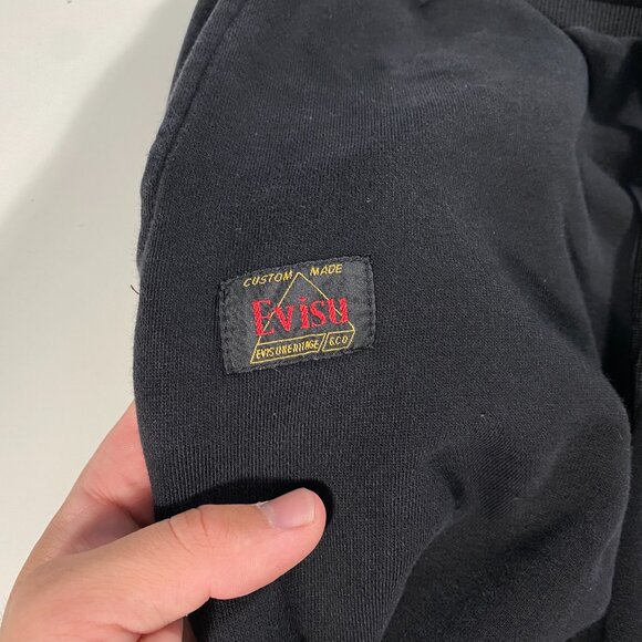 EVISU Heritage Silver Diacock Terrycloth Sweatpants Black mens size 32x24.5 - Picture 3 of 11